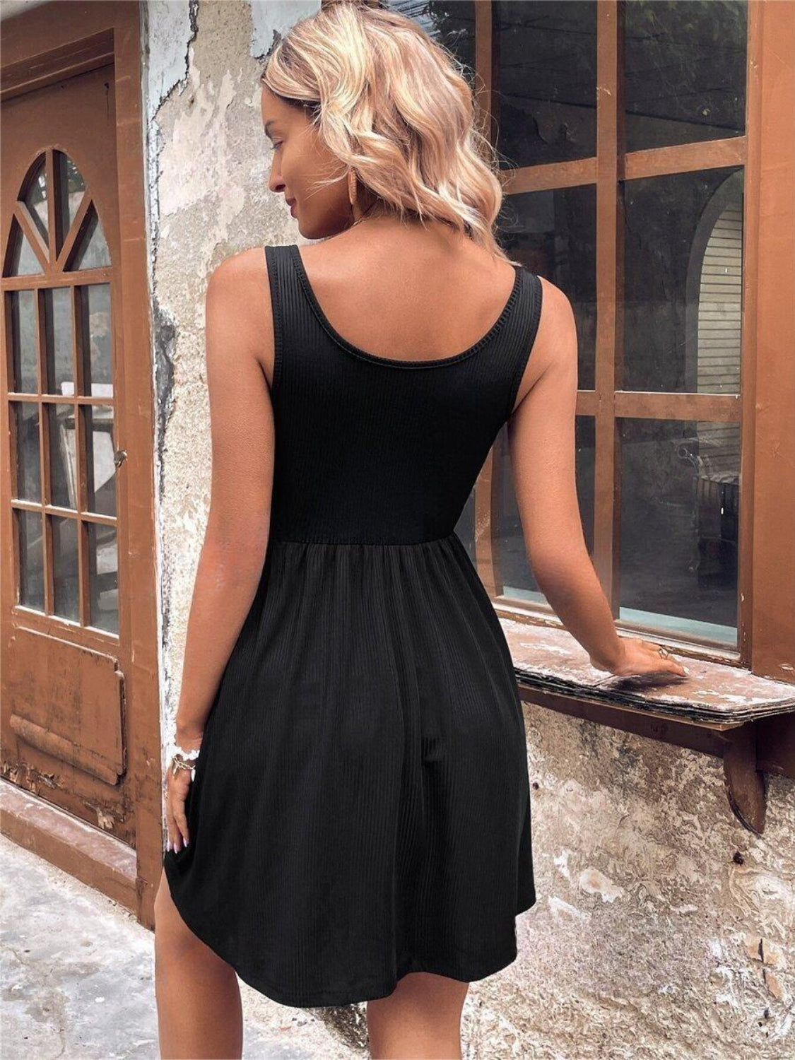 Scoop Neck Wide Strap Mini Tank Dress - FASHIONNOUVELLE