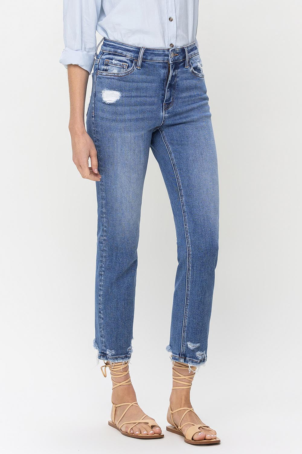 Lovervet High Rise Raw Hem Straight Jeans - FASHIONNOUVELLE