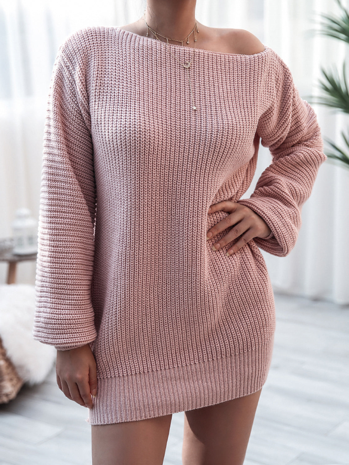 Rib-Knit Mini Sweater Dress - FASHIONNOUVELLE