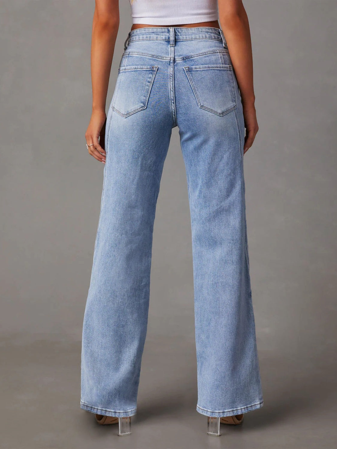 High Waist Straight Jeans with Pockets - FASHIONNOUVELLE