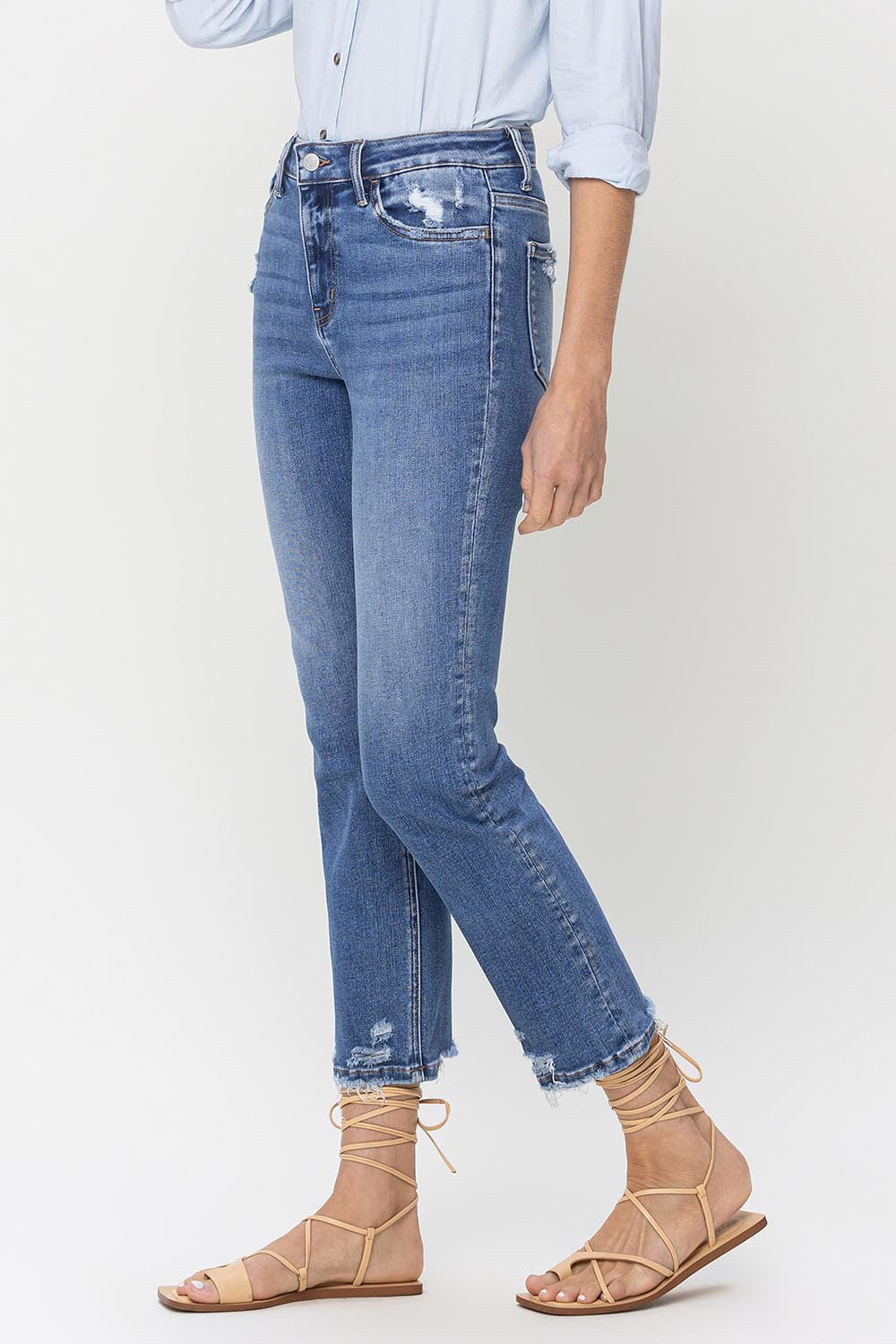 Lovervet High Rise Raw Hem Straight Jeans - FASHIONNOUVELLE