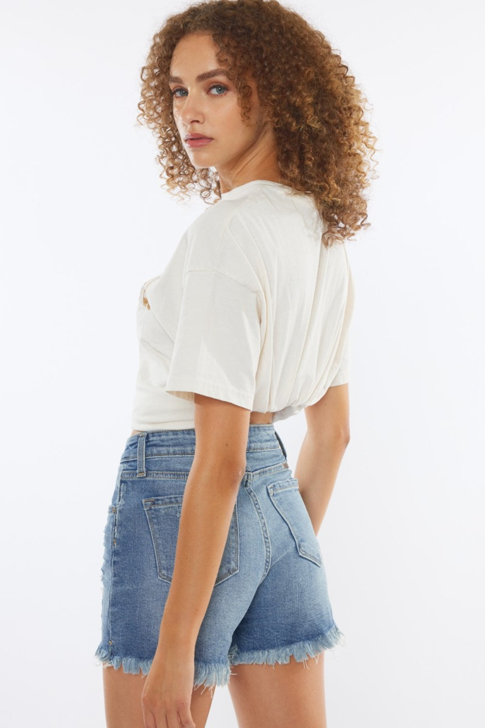 Kancan High Rise Frayed Hem Denim Shorts - FASHIONNOUVELLE