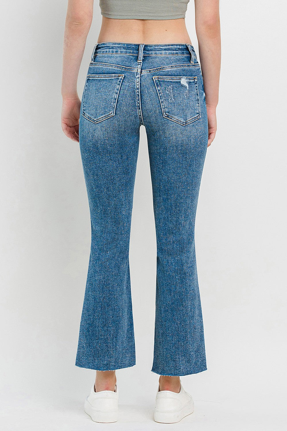 Vervet by Flying Monkey Full Size Mid Rise Distressed Cropped Flare Jeans - FASHIONNOUVELLE