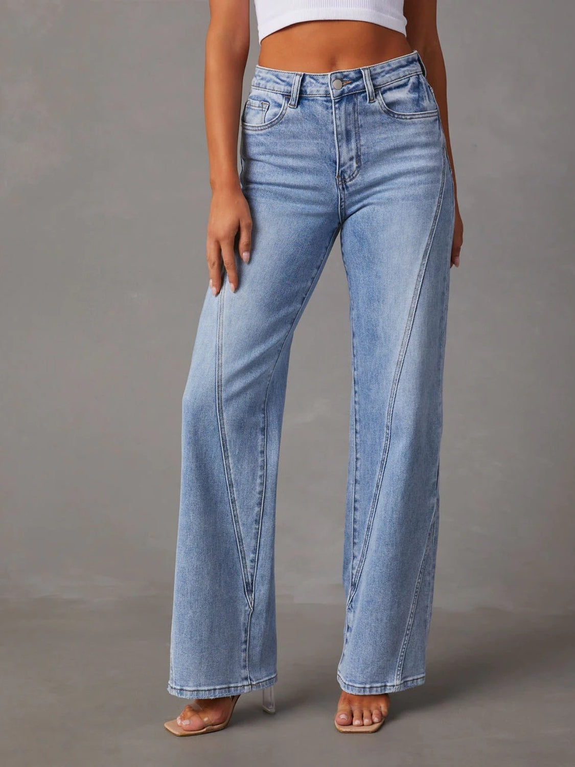 High Waist Straight Jeans with Pockets - FASHIONNOUVELLE