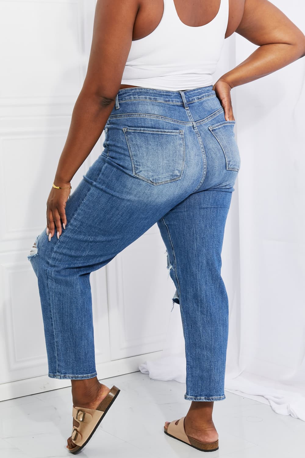 RISEN Full Size Emily High Rise Relaxed Jeans - FASHIONNOUVELLE