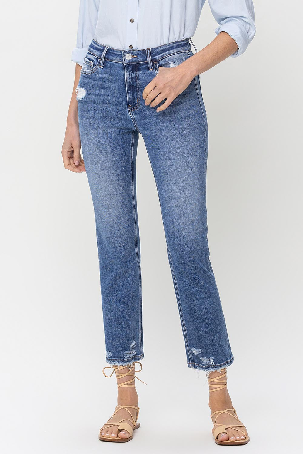 Lovervet High Rise Raw Hem Straight Jeans - FASHIONNOUVELLE