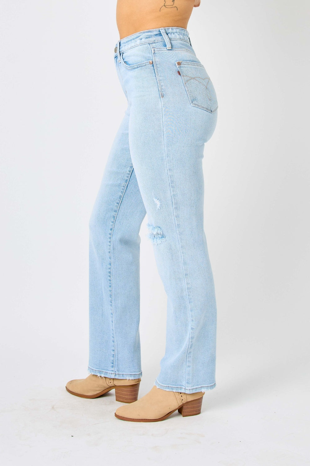 Judy Blue Full Size High Waist Distressed Straight Jeans - FASHIONNOUVELLE