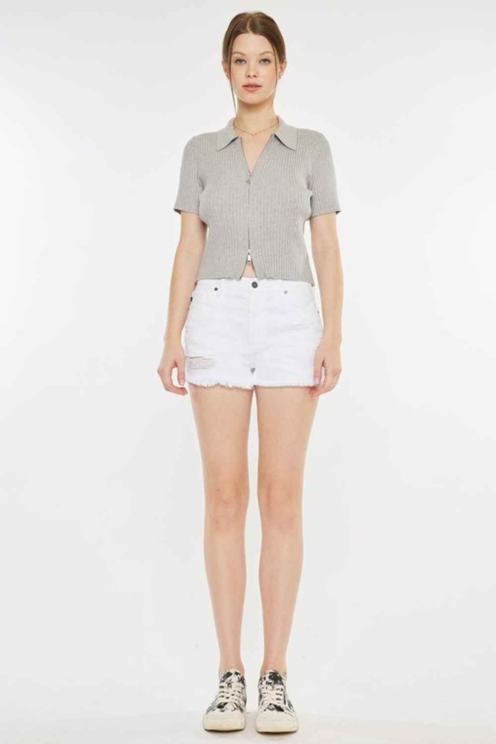 Kancan Raw Hem Distressed Denim Shorts - FASHIONNOUVELLE