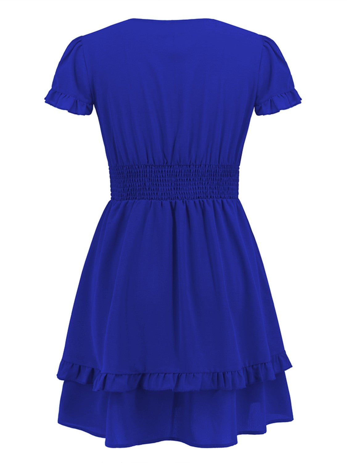 Tied V-Neck Tiered Mini Dress - FASHIONNOUVELLE