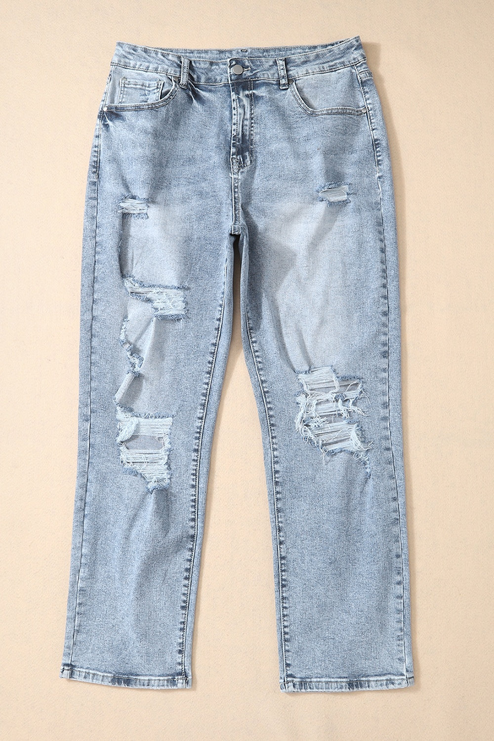 Distressed High Waist Jeans - FASHIONNOUVELLE