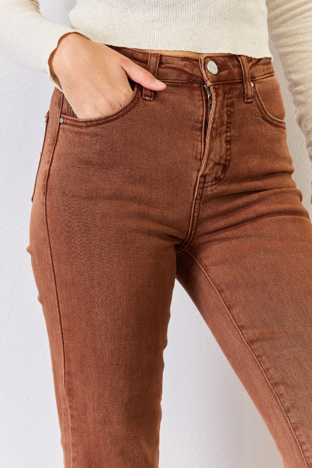 RISEN Full Size High Rise Tummy Control Straight Jeans - FASHIONNOUVELLE