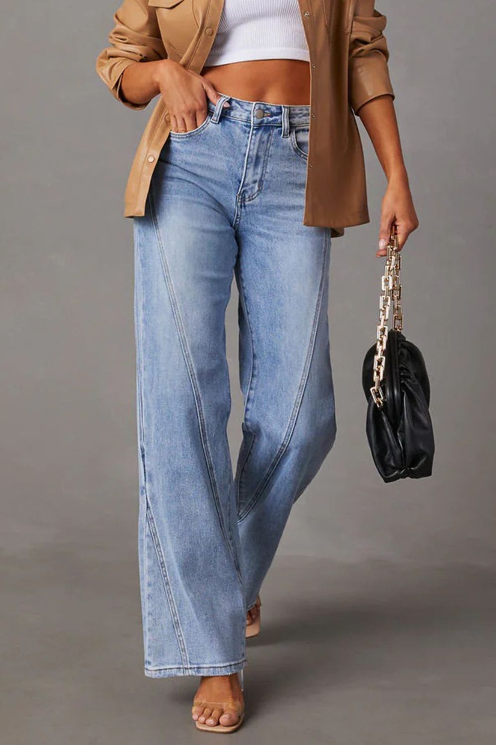 High Waist Straight Jeans with Pockets - FASHIONNOUVELLE