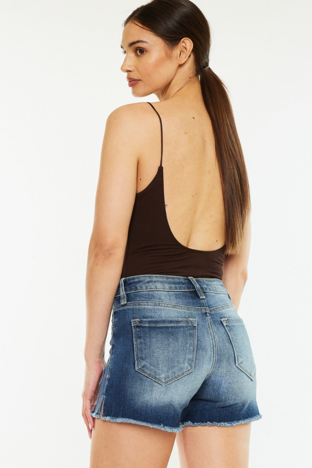 Kancan High Waist Raw Hem Denim Shorts - FASHIONNOUVELLE