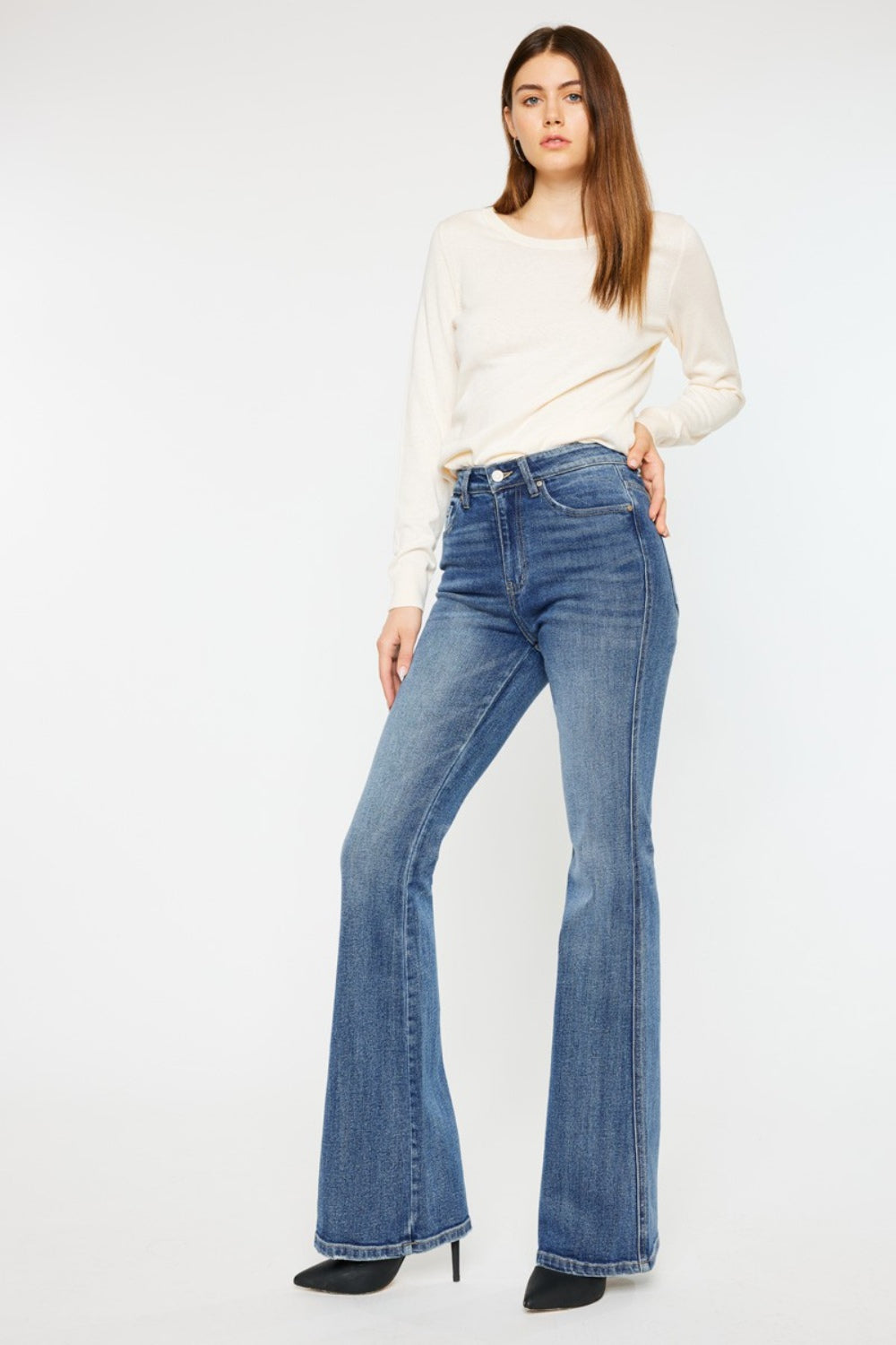 Kancan Cat's Whiskers High Waist Flare Jeans - FASHIONNOUVELLE