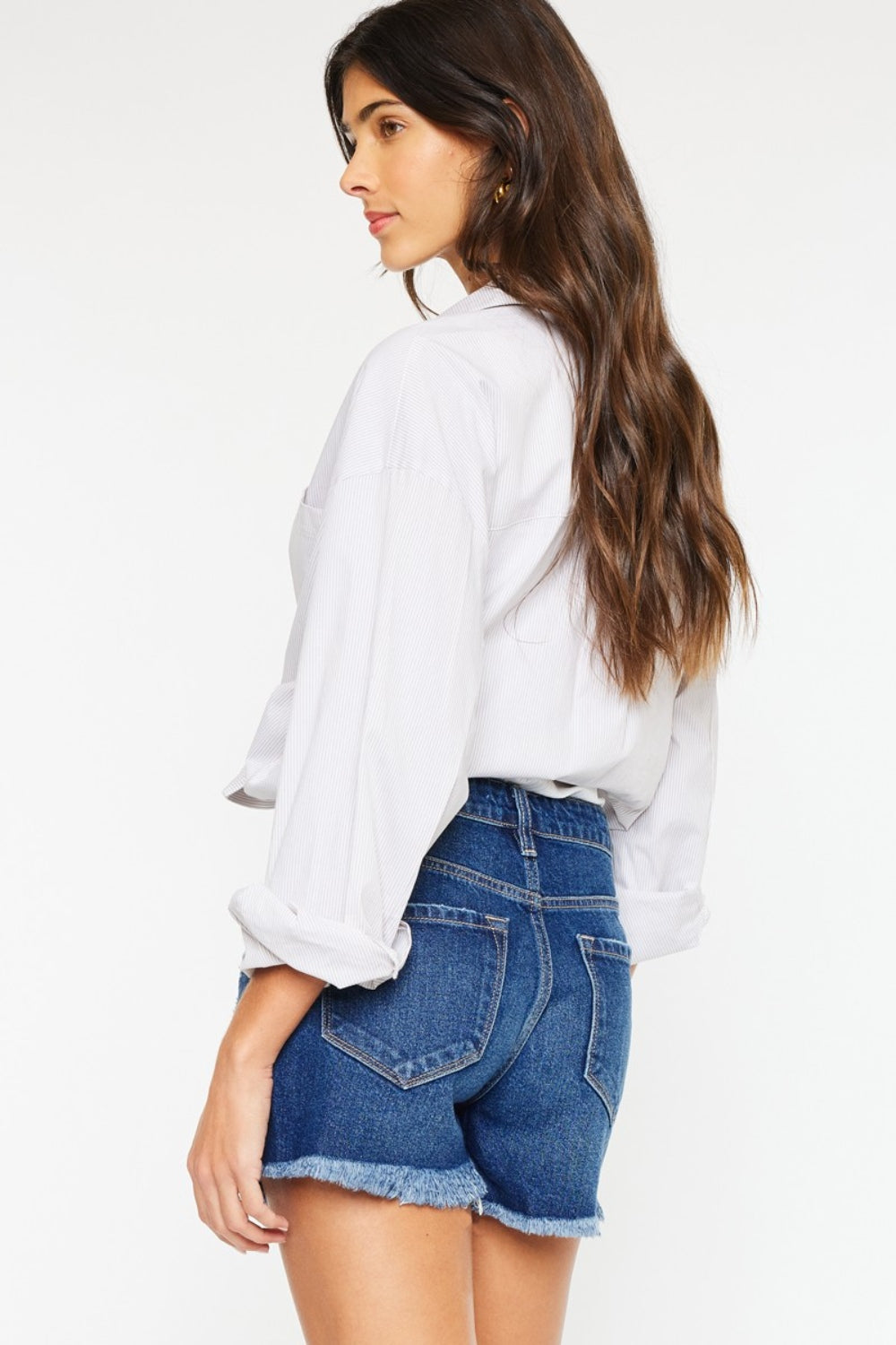 Kancan High Rise Frayed Hem Denim Shorts - FASHIONNOUVELLE