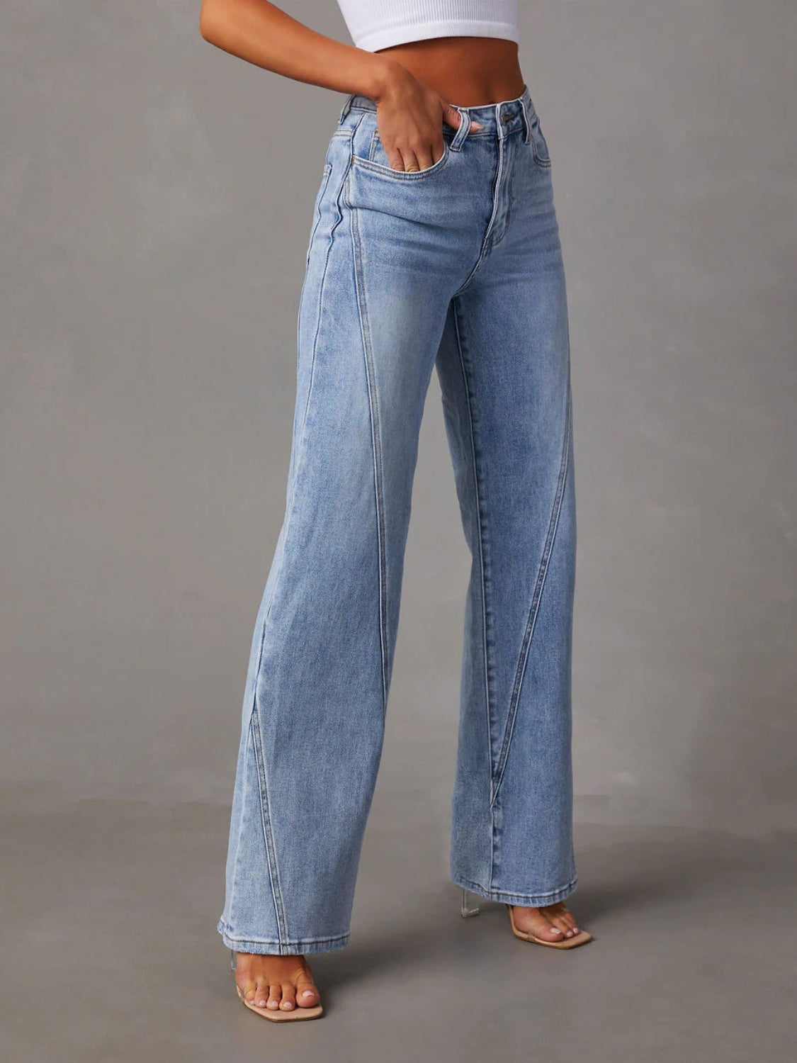 High Waist Straight Jeans with Pockets - FASHIONNOUVELLE