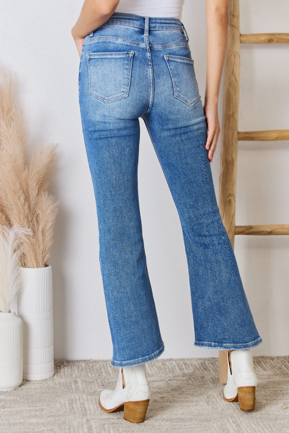 RISEN Full Size High Rise Ankle Flare Jeans - FASHIONNOUVELLE