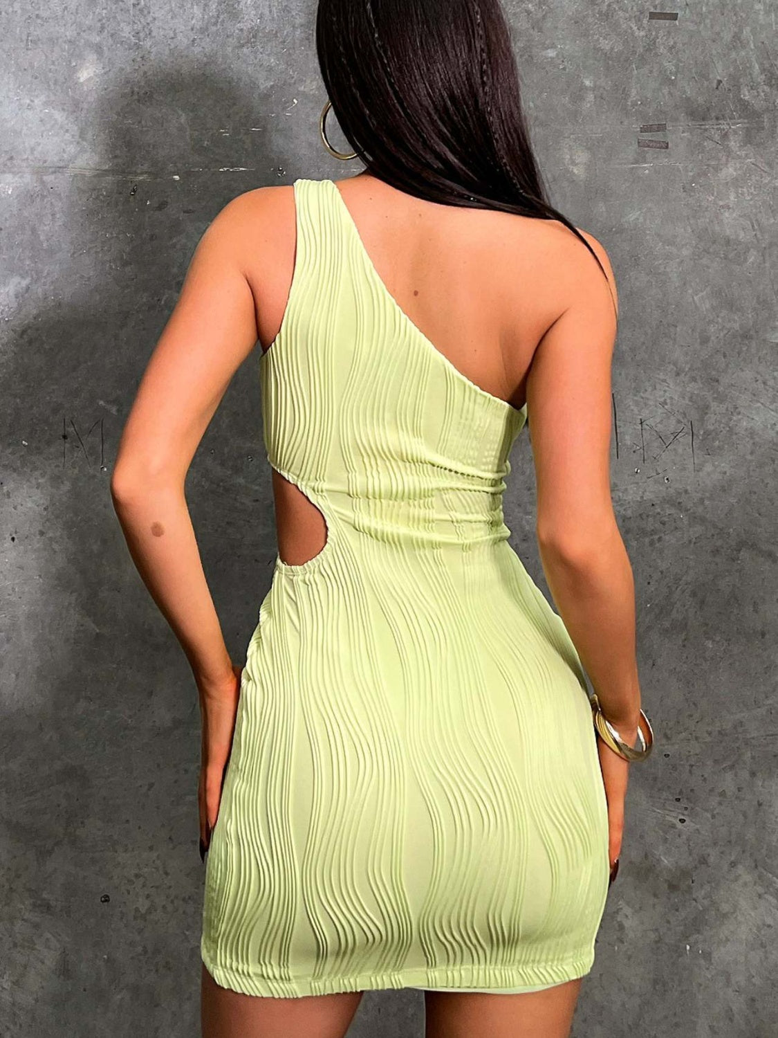 One Shoulder Cutout Mini Dress - FASHIONNOUVELLE