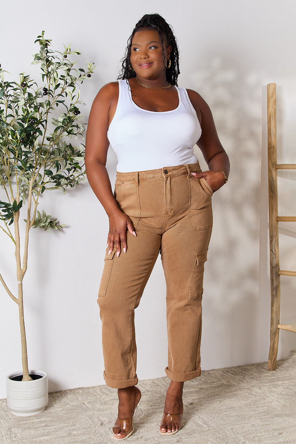 Risen Full Size High Waist Straight Jeans with Pockets - FASHIONNOUVELLE