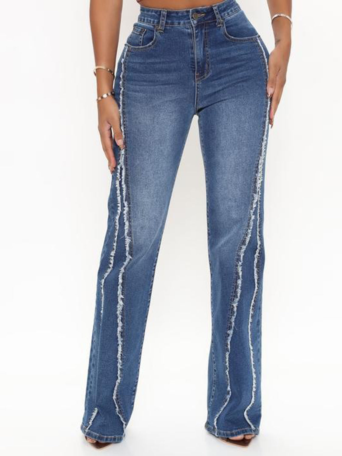 Raw Hem High Waist Jeans - FASHIONNOUVELLE