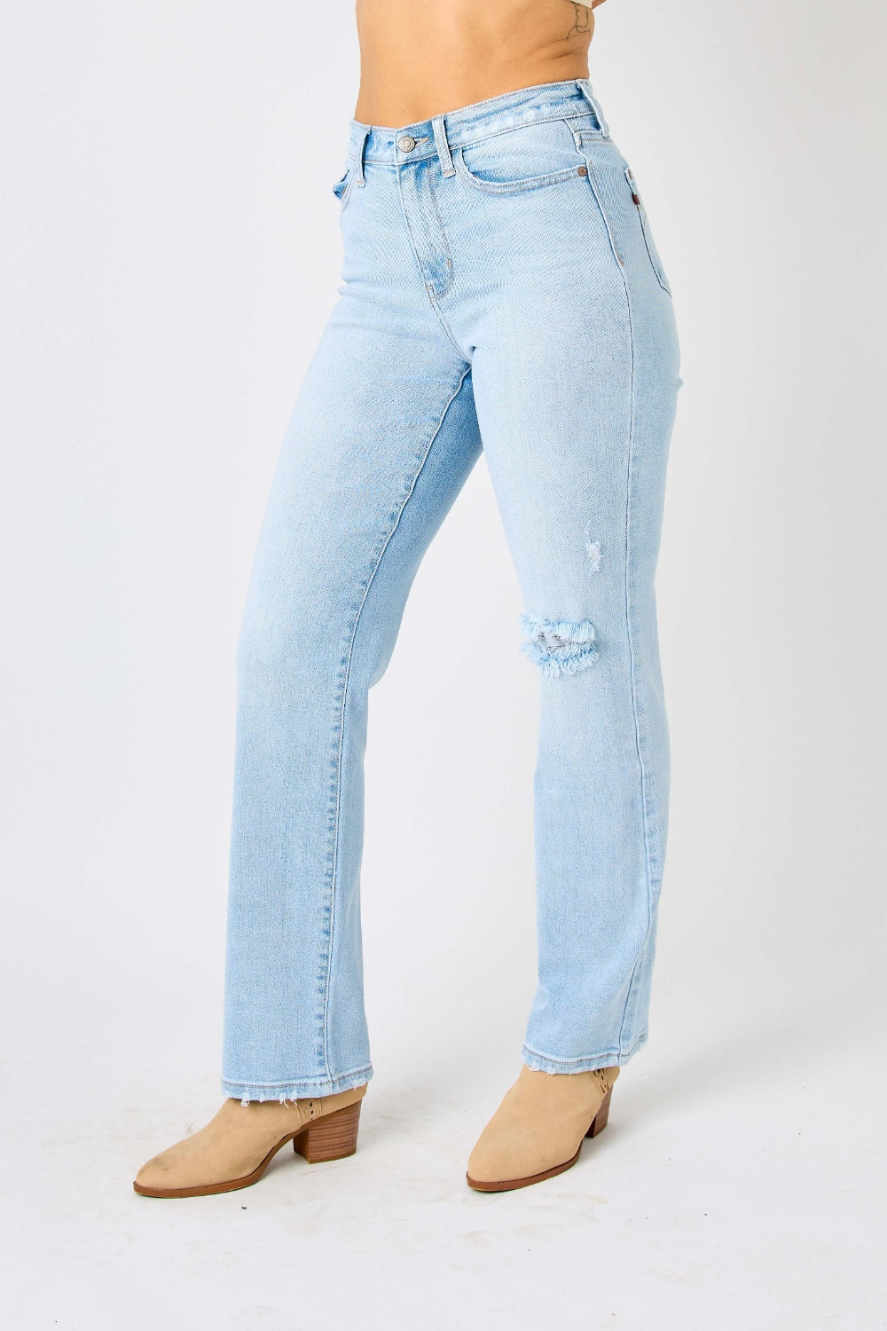 Judy Blue Full Size High Waist Distressed Straight Jeans - FASHIONNOUVELLE