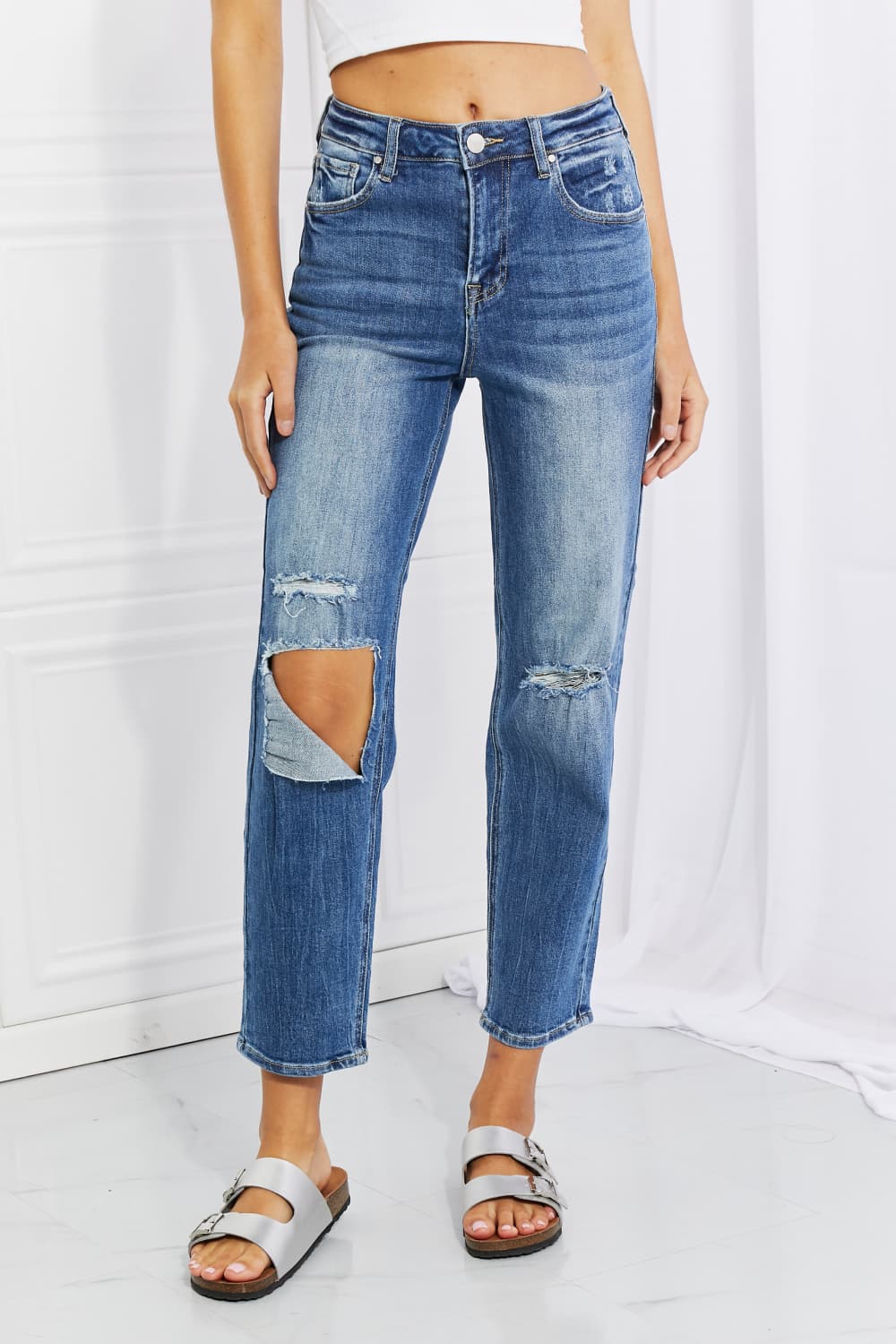 RISEN Full Size Emily High Rise Relaxed Jeans - FASHIONNOUVELLE