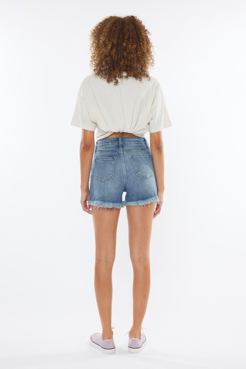 Kancan High Rise Frayed Hem Denim Shorts - FASHIONNOUVELLE