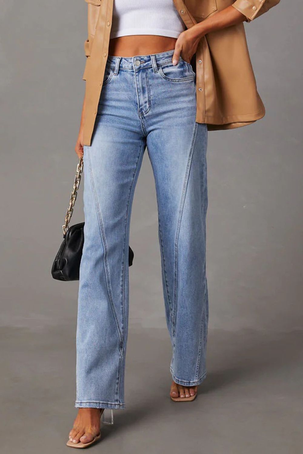 High Waist Straight Jeans with Pockets - FASHIONNOUVELLE