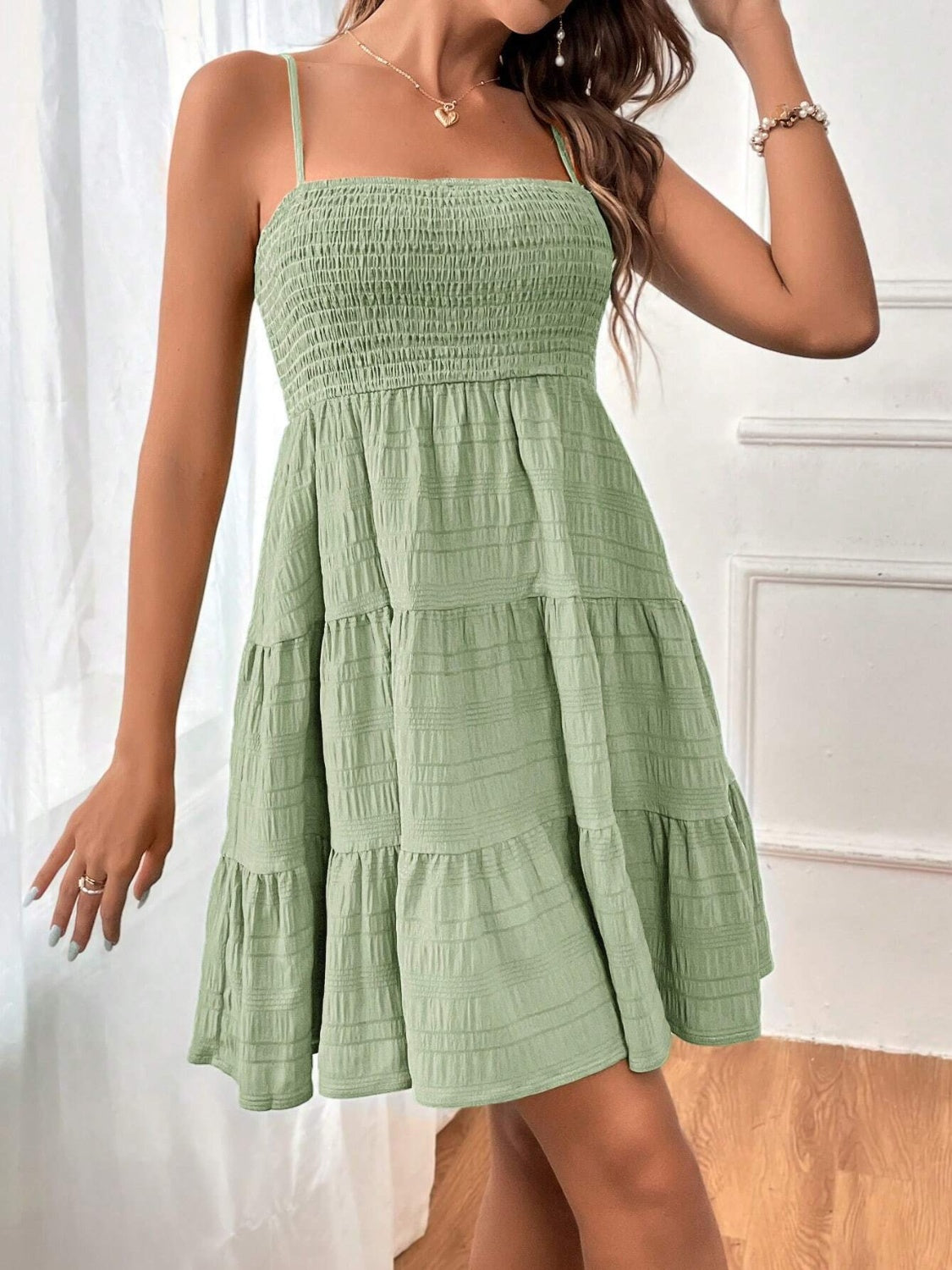 Smocked Tiered Sleeveless Mini Dress - FASHIONNOUVELLE