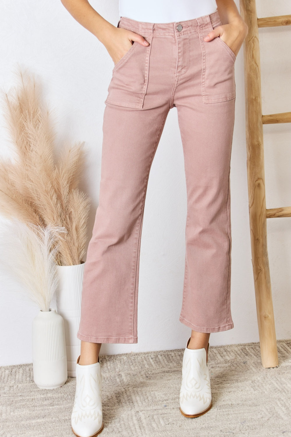 RISEN Full Size High Rise Ankle Flare Jeans - FASHIONNOUVELLE