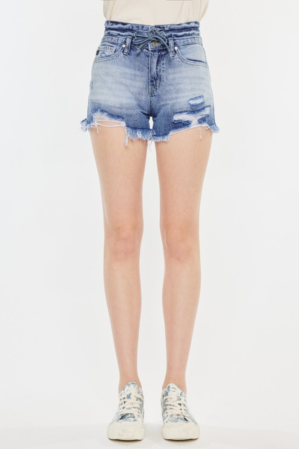 Kancan High Rise Frayed Hem Denim Shorts - FASHIONNOUVELLE