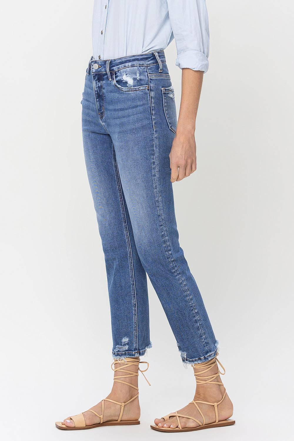 Lovervet High Rise Raw Hem Straight Jeans - FASHIONNOUVELLE