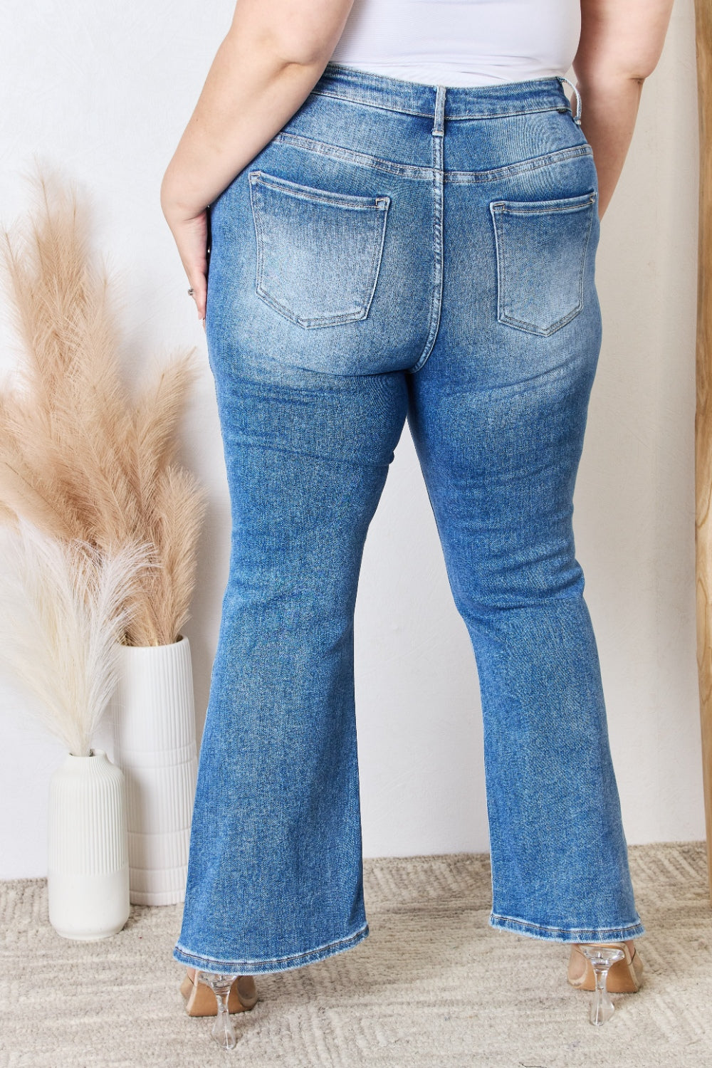 RISEN Full Size High Rise Ankle Flare Jeans - FASHIONNOUVELLE