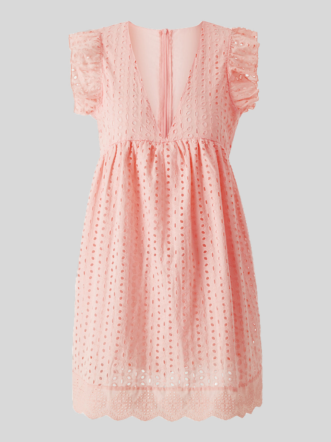 Ruffled Eyelet Cap Sleeve Mini Dress - FASHIONNOUVELLE