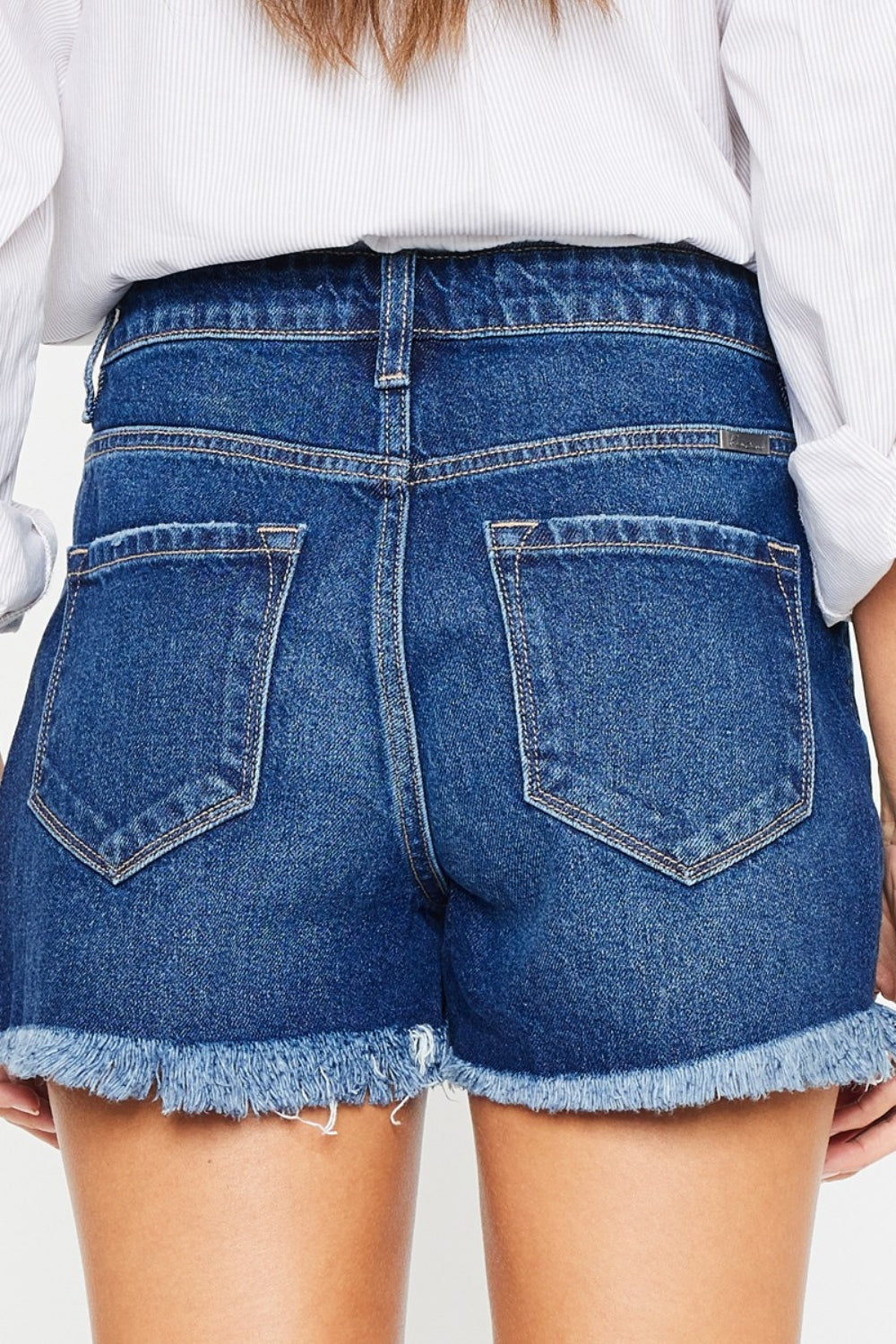 Kancan High Rise Frayed Hem Denim Shorts - FASHIONNOUVELLE