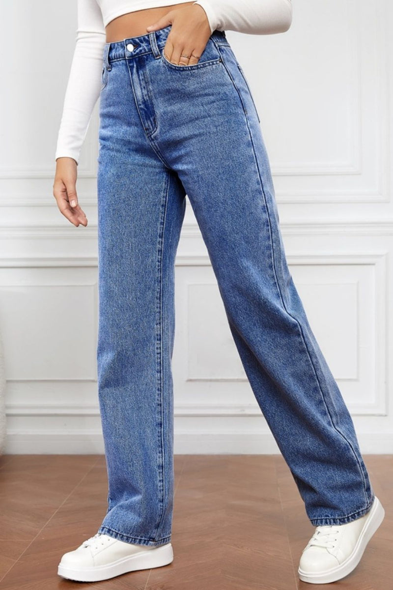 High Waist Straight Jeans - FASHIONNOUVELLE