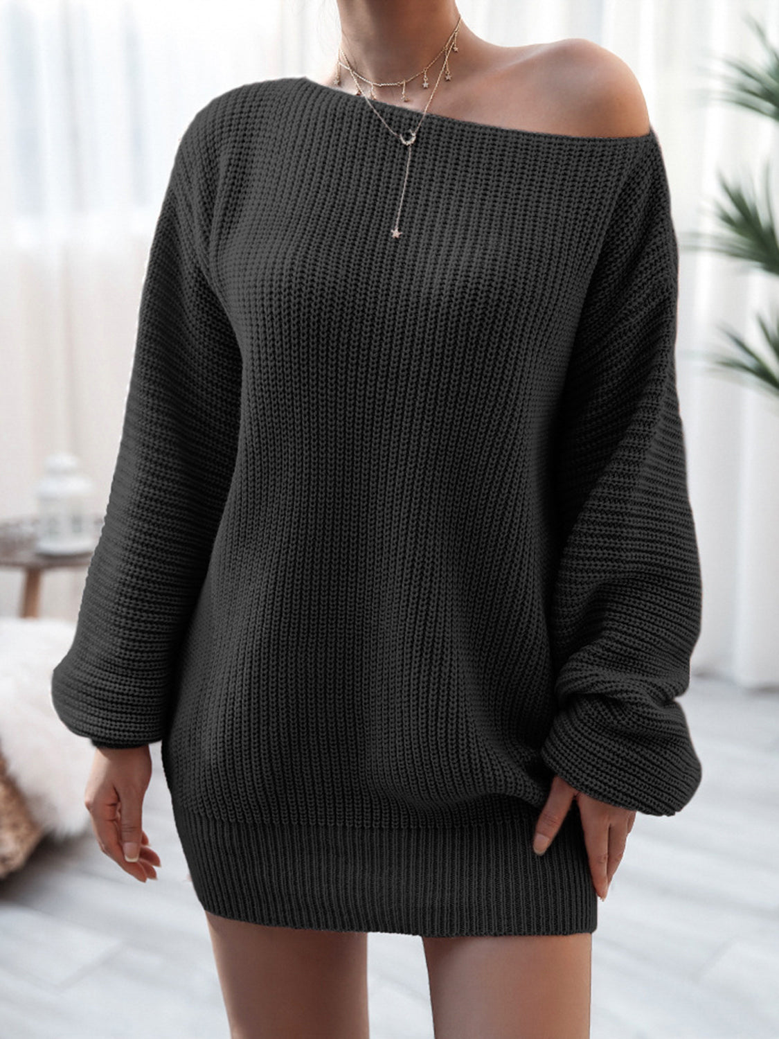 Rib-Knit Mini Sweater Dress - FASHIONNOUVELLE