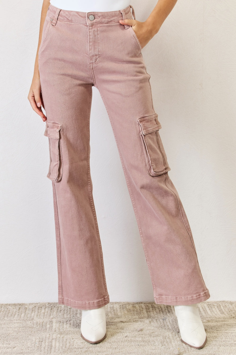 RISEN Full Size High Rise Cargo Wide Leg Jeans - FASHIONNOUVELLE