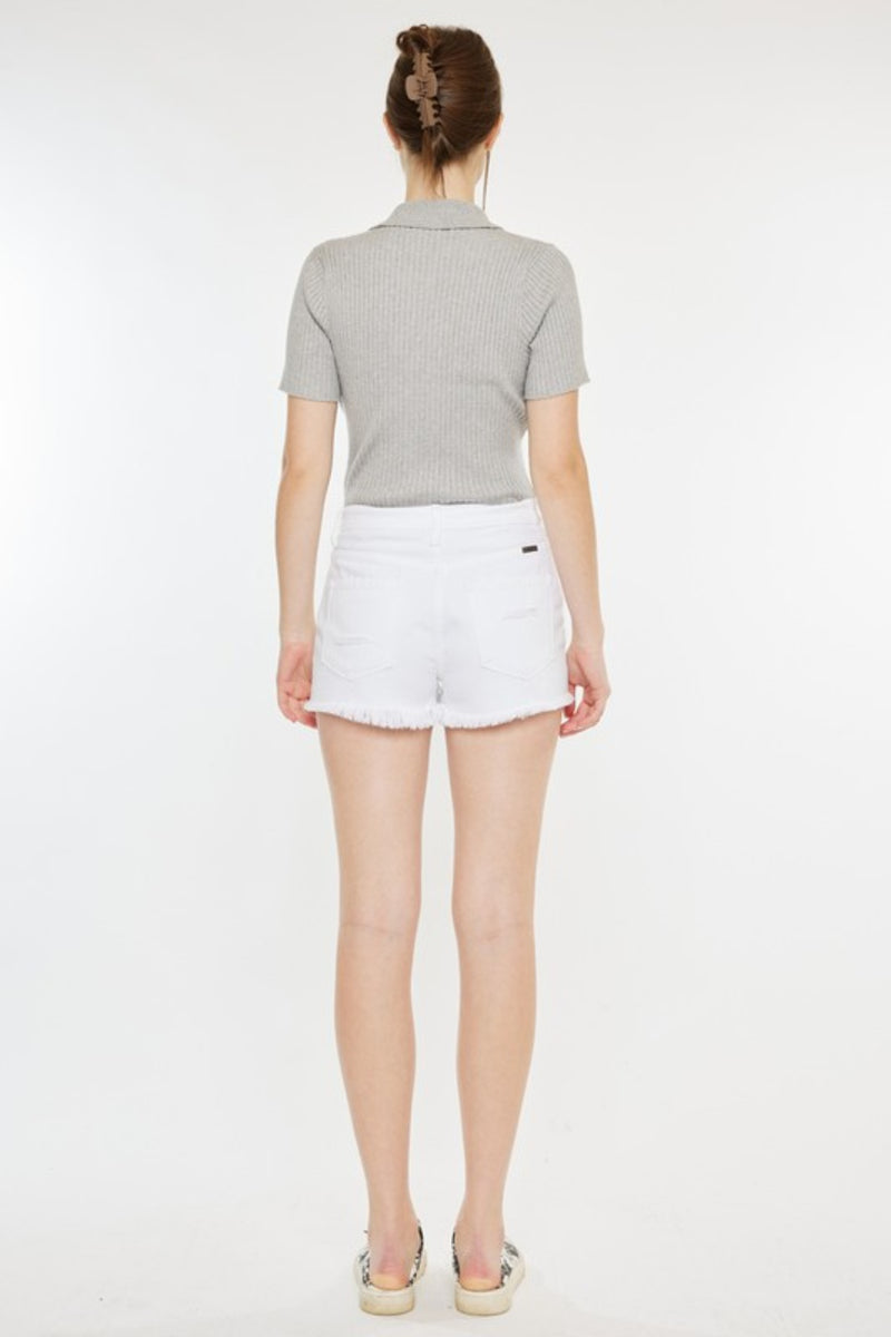 Kancan Raw Hem Distressed Denim Shorts - FASHIONNOUVELLE