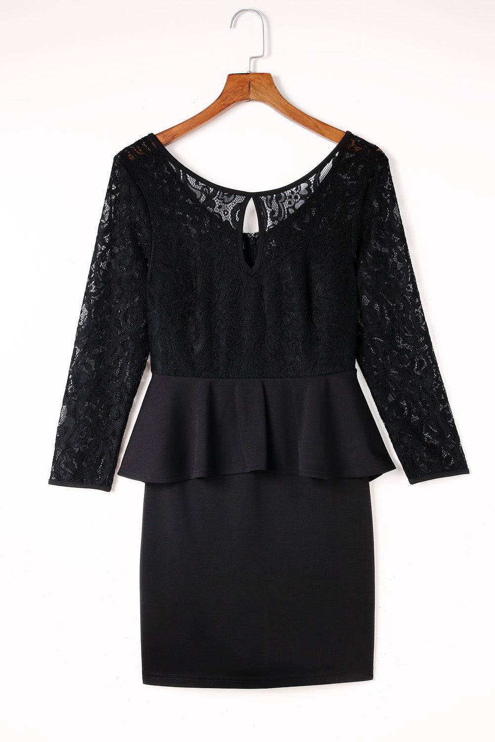 Lace Detail Long Sleeve Mini Dress - FASHIONNOUVELLE