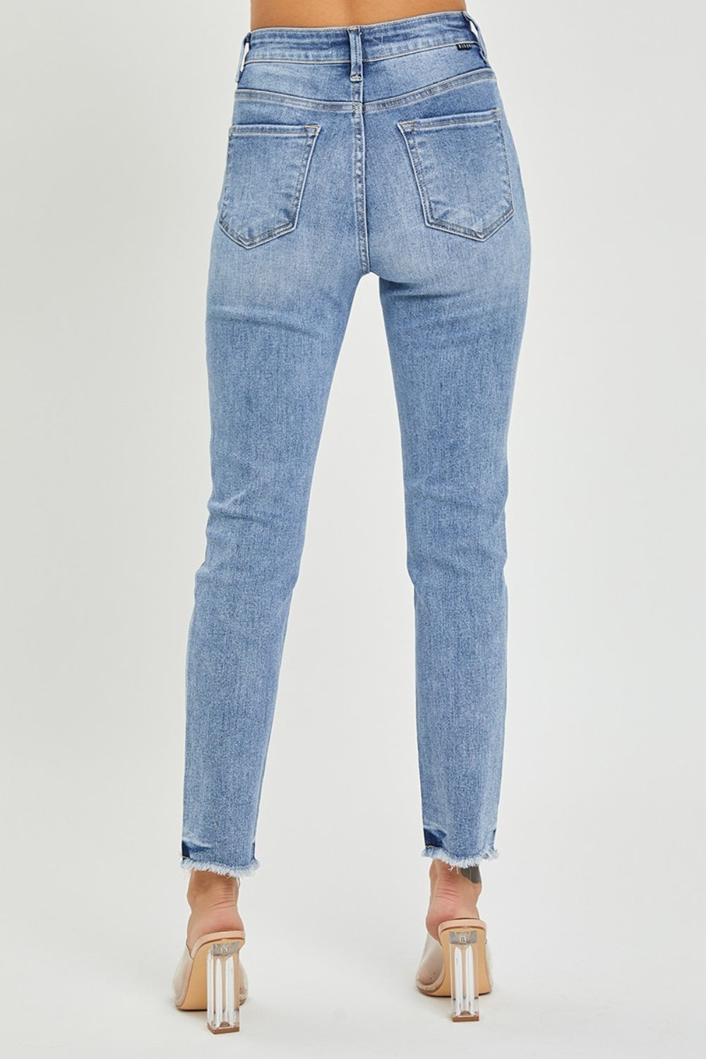 RISEN Full Size High Rise Frayed Hem Skinny Jeans - FASHIONNOUVELLE