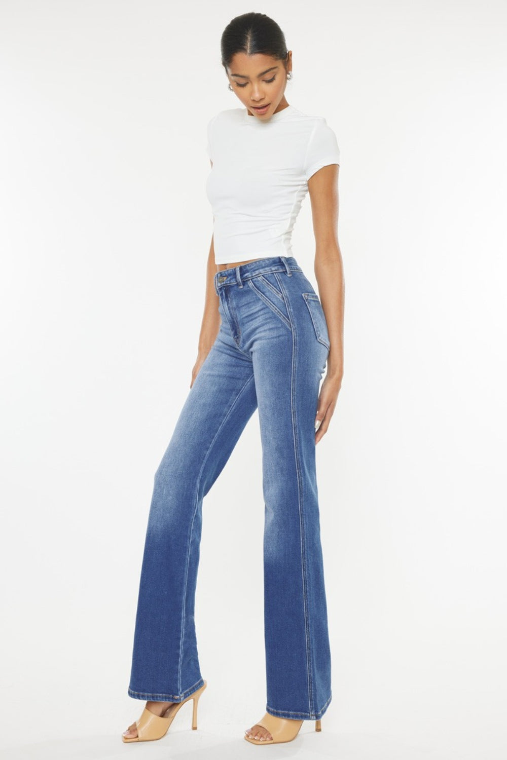 Kancan Ultra High Waist Gradient Flare Jeans - FASHIONNOUVELLE