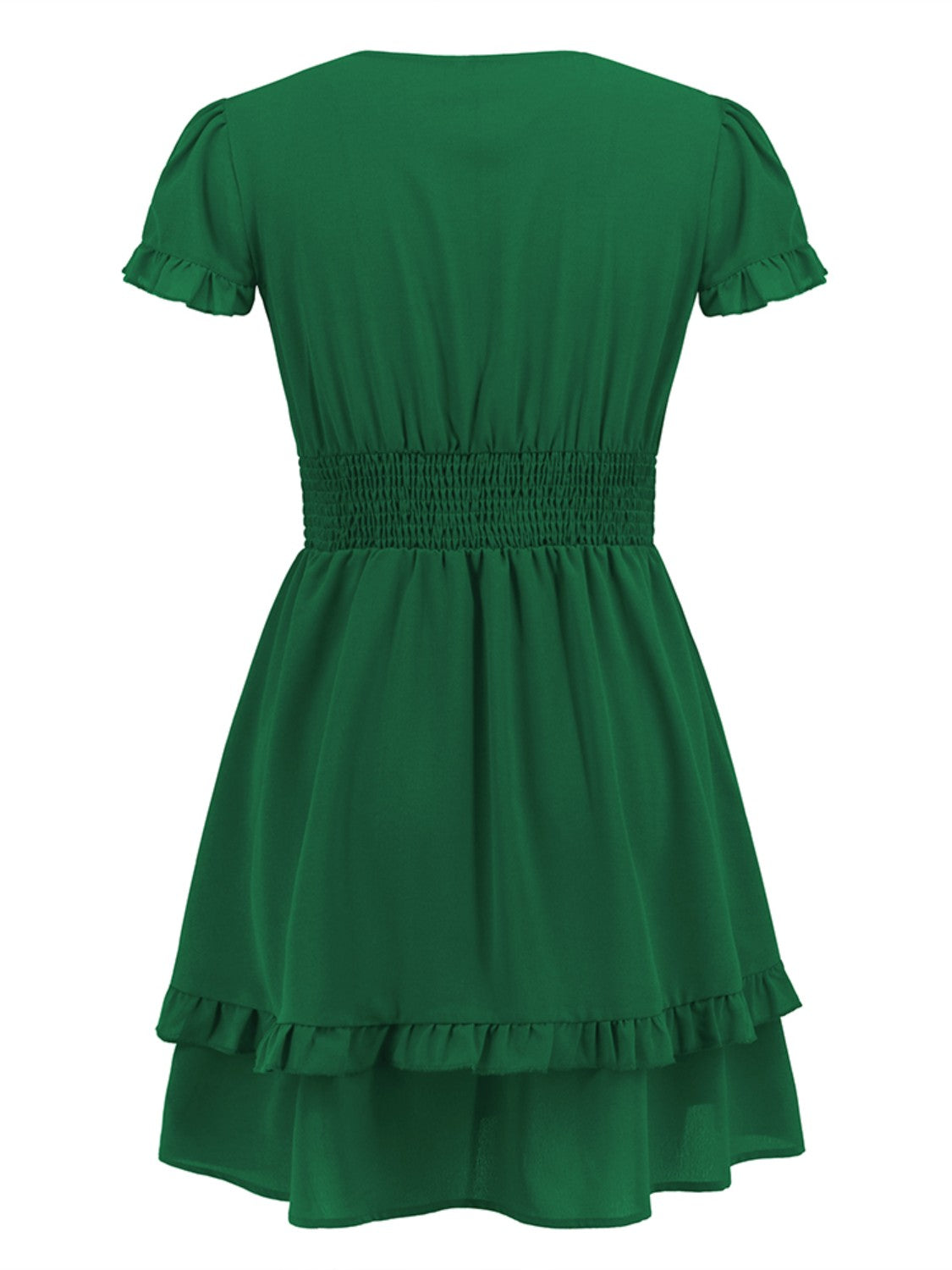 Tied V-Neck Tiered Mini Dress - FASHIONNOUVELLE