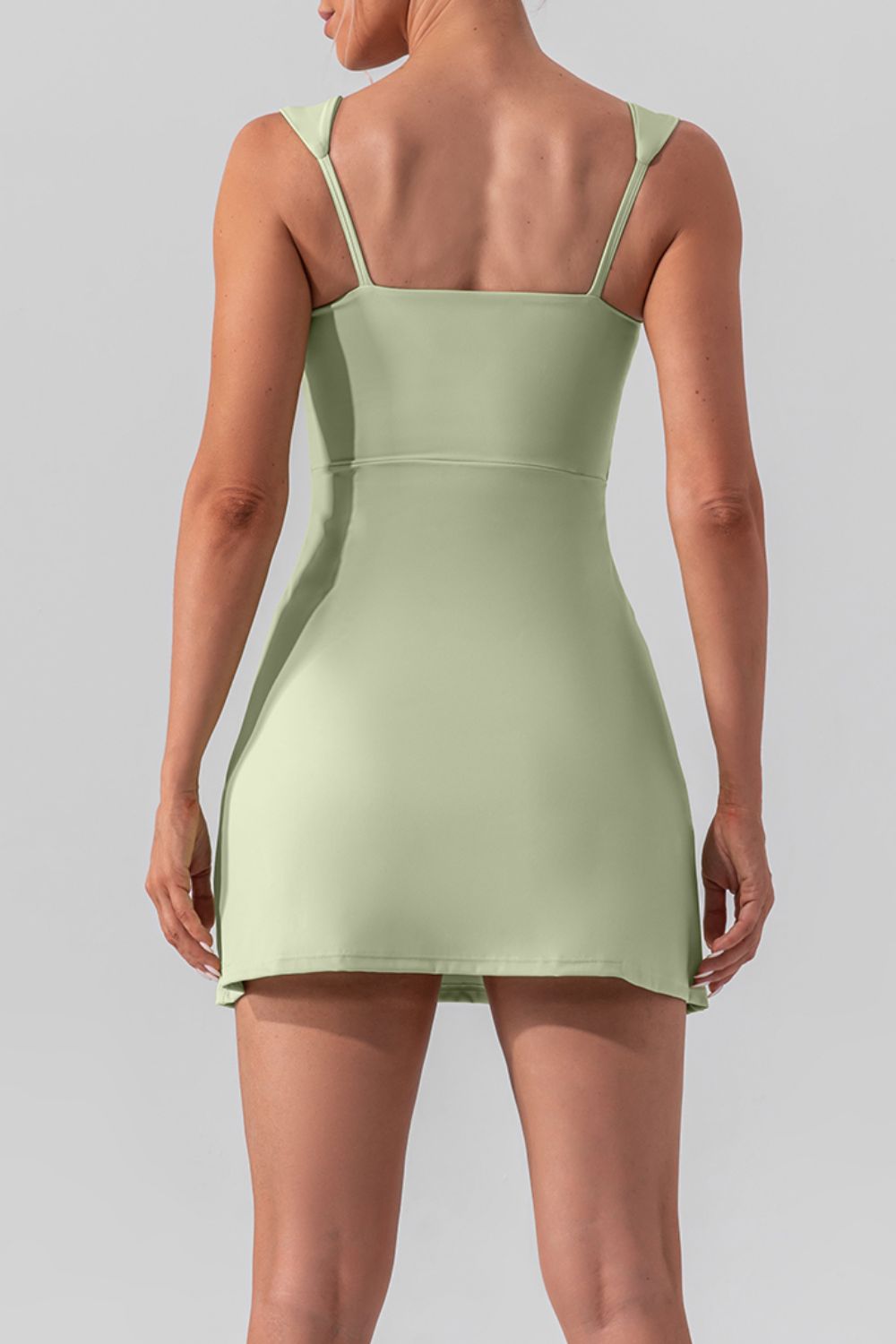 Square Neck Sleeveless Slit Mini Active Dress - FASHIONNOUVELLE