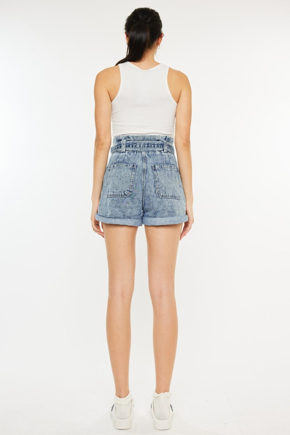 Kancan Ultra High Rise Paperbag Denim Shorts - FASHIONNOUVELLE