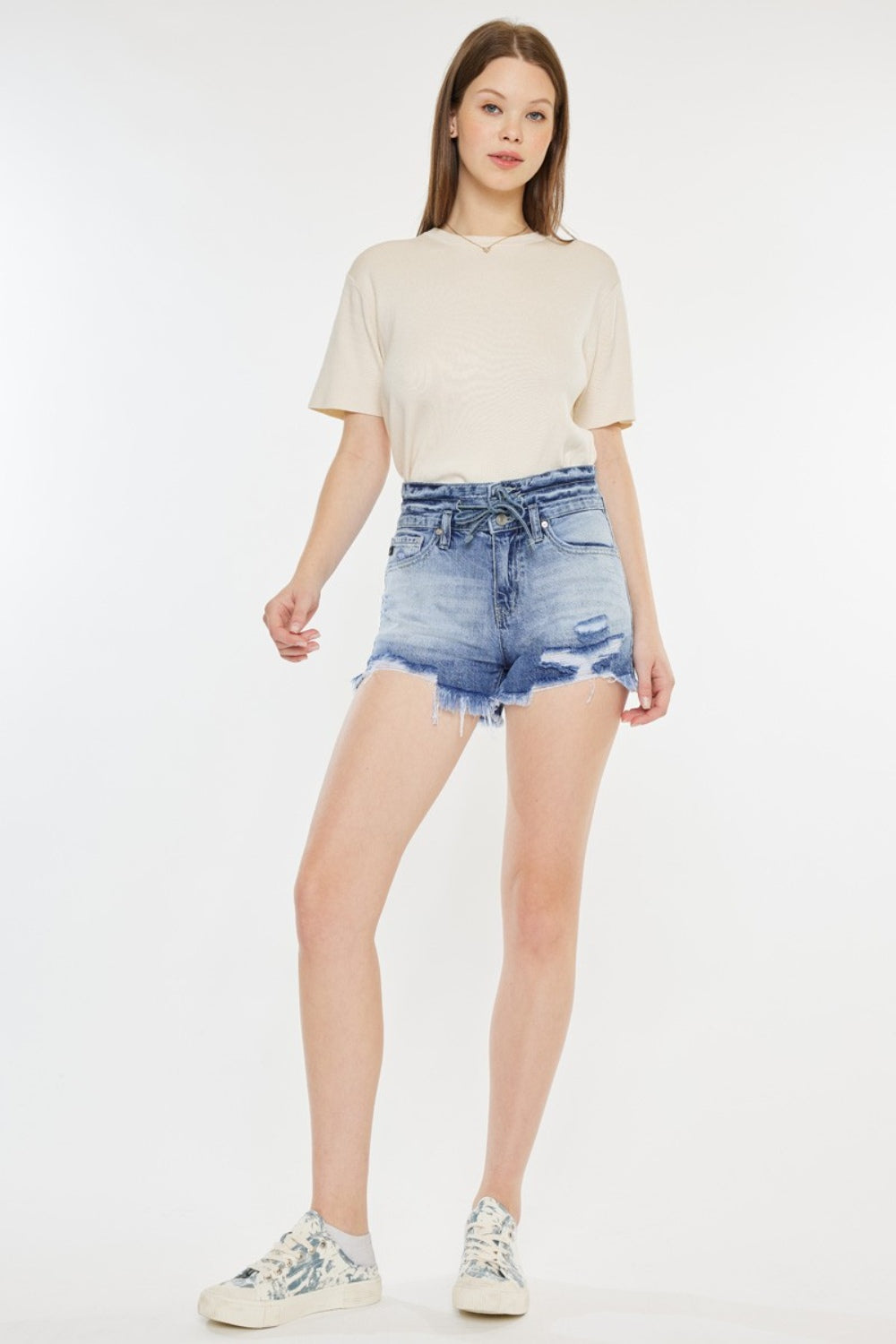 Kancan High Rise Frayed Hem Denim Shorts - FASHIONNOUVELLE