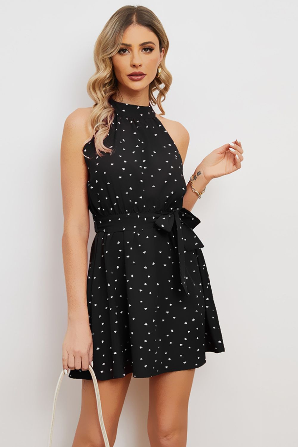 Printed Tie Waist Mini Dress - FASHIONNOUVELLE