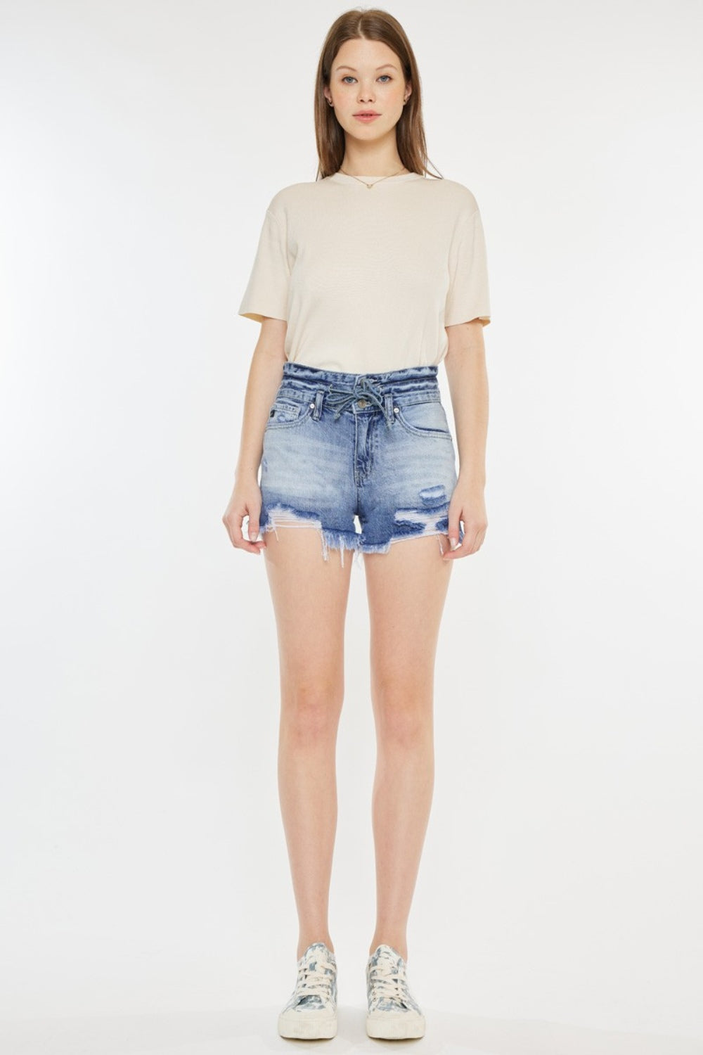 Kancan High Rise Frayed Hem Denim Shorts - FASHIONNOUVELLE