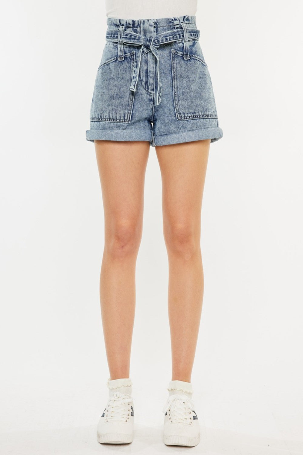 Kancan Ultra High Rise Paperbag Denim Shorts - FASHIONNOUVELLE