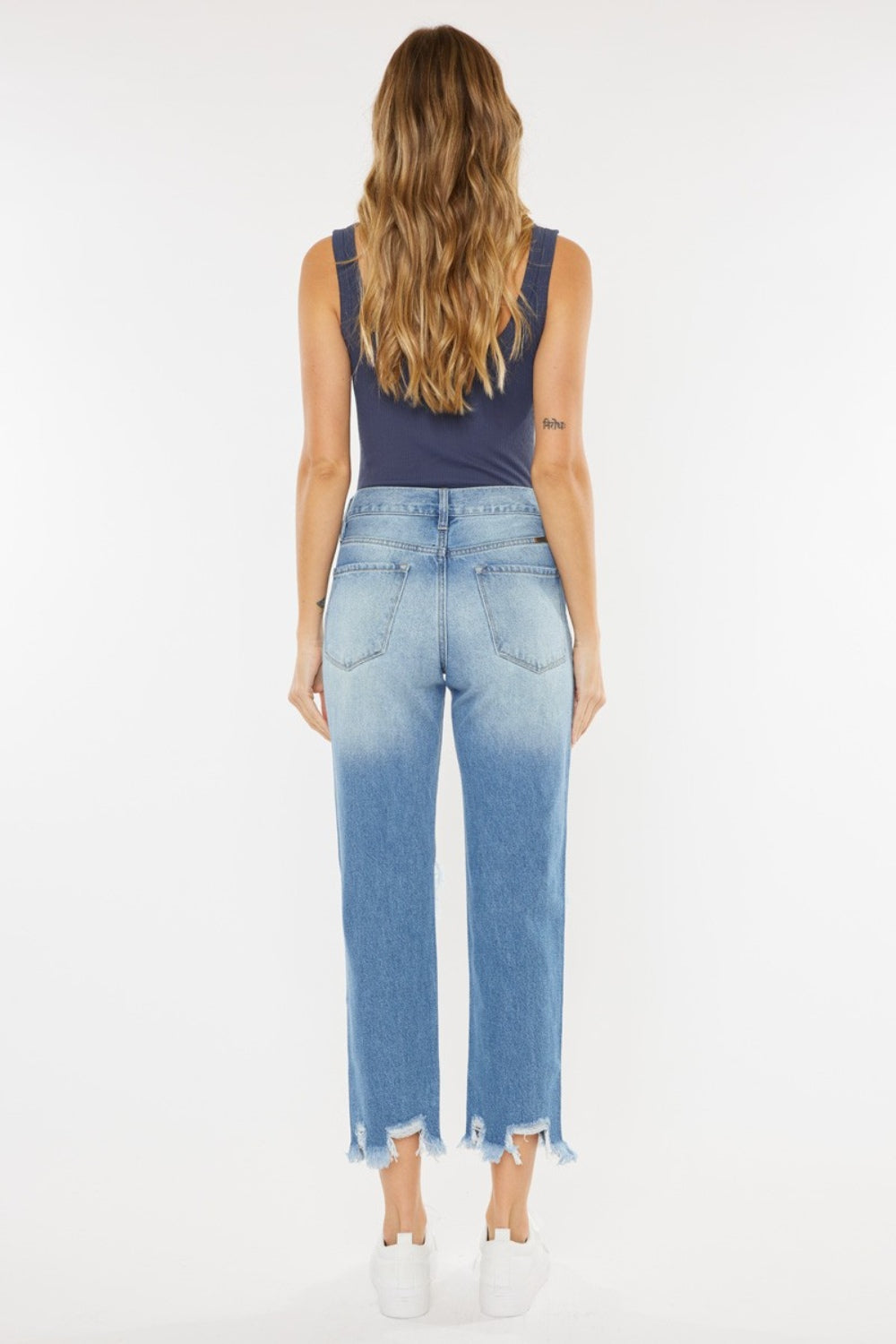 Kancan High Waist Chewed Up Straight Mom Jeans - FASHIONNOUVELLE